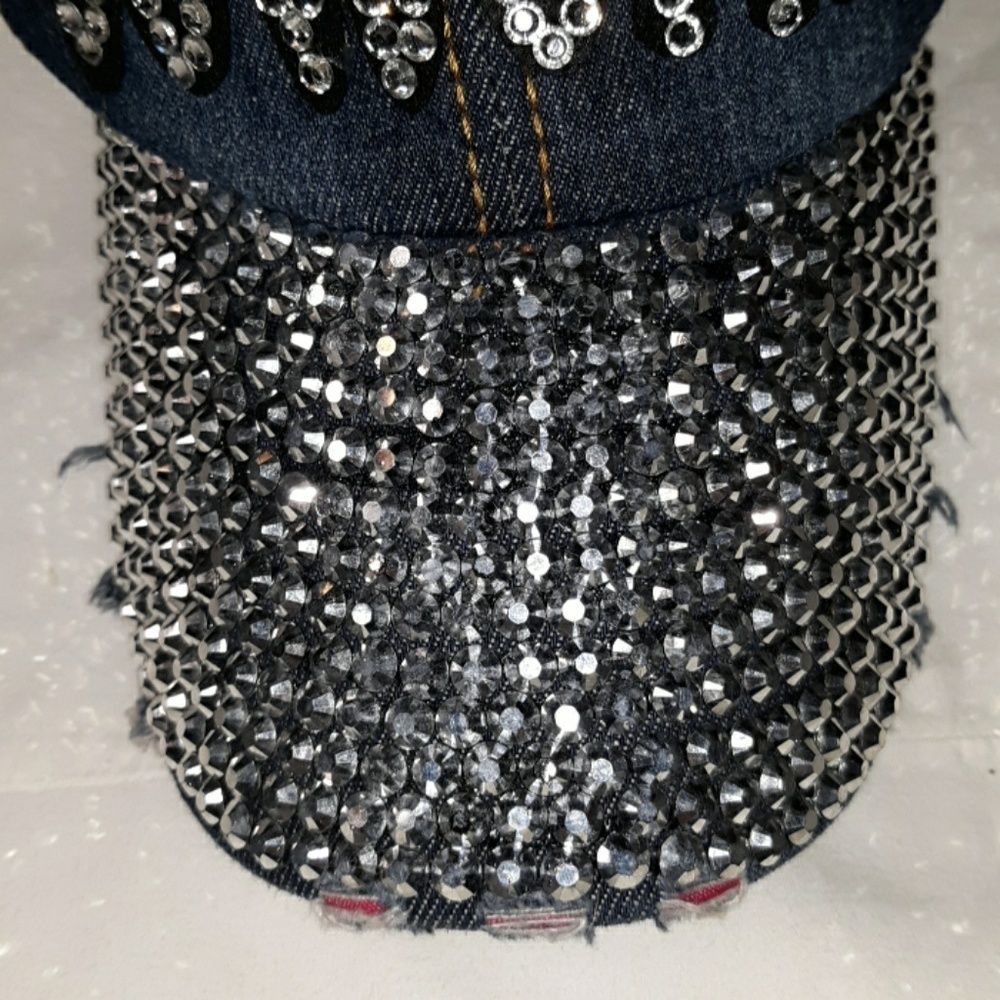 Bling Crystal Diamond Covered Cowgirl Baseball Hat - Picture 2 of 8